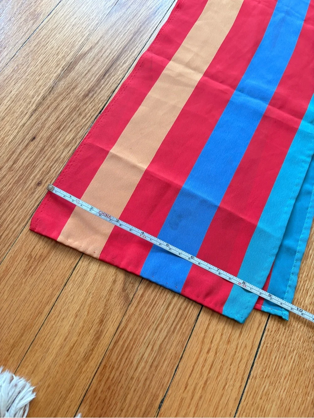 Vintage 70s Striped Multi-Color Lightweight Scarf - Red, Blue, Teal, Peach